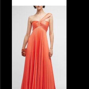 ALC Orange Asymmetrical Ruched Gown